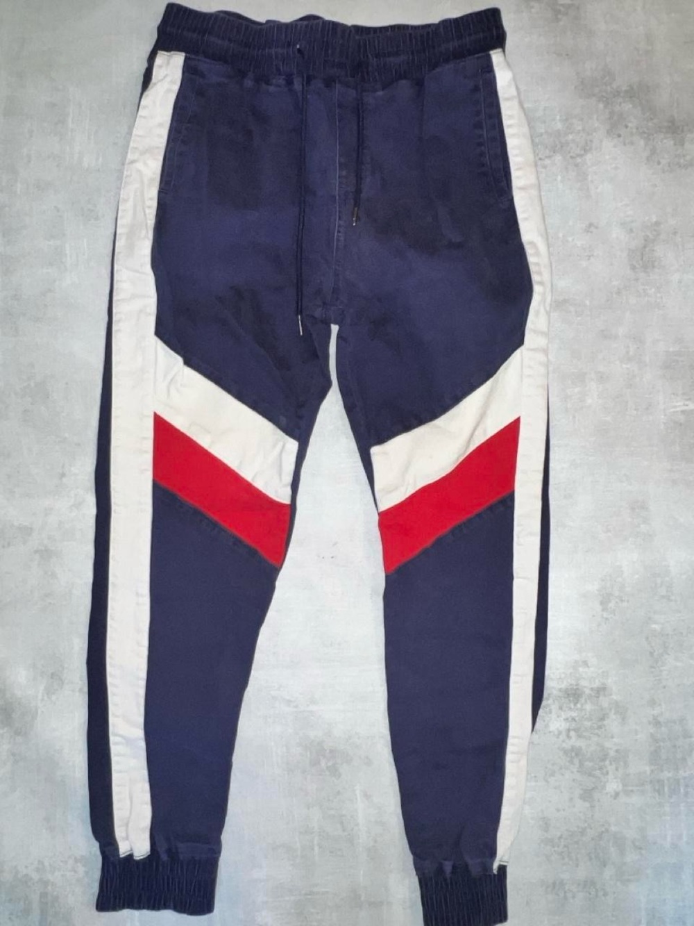 D&T navy blue colorblock track pants / joggers